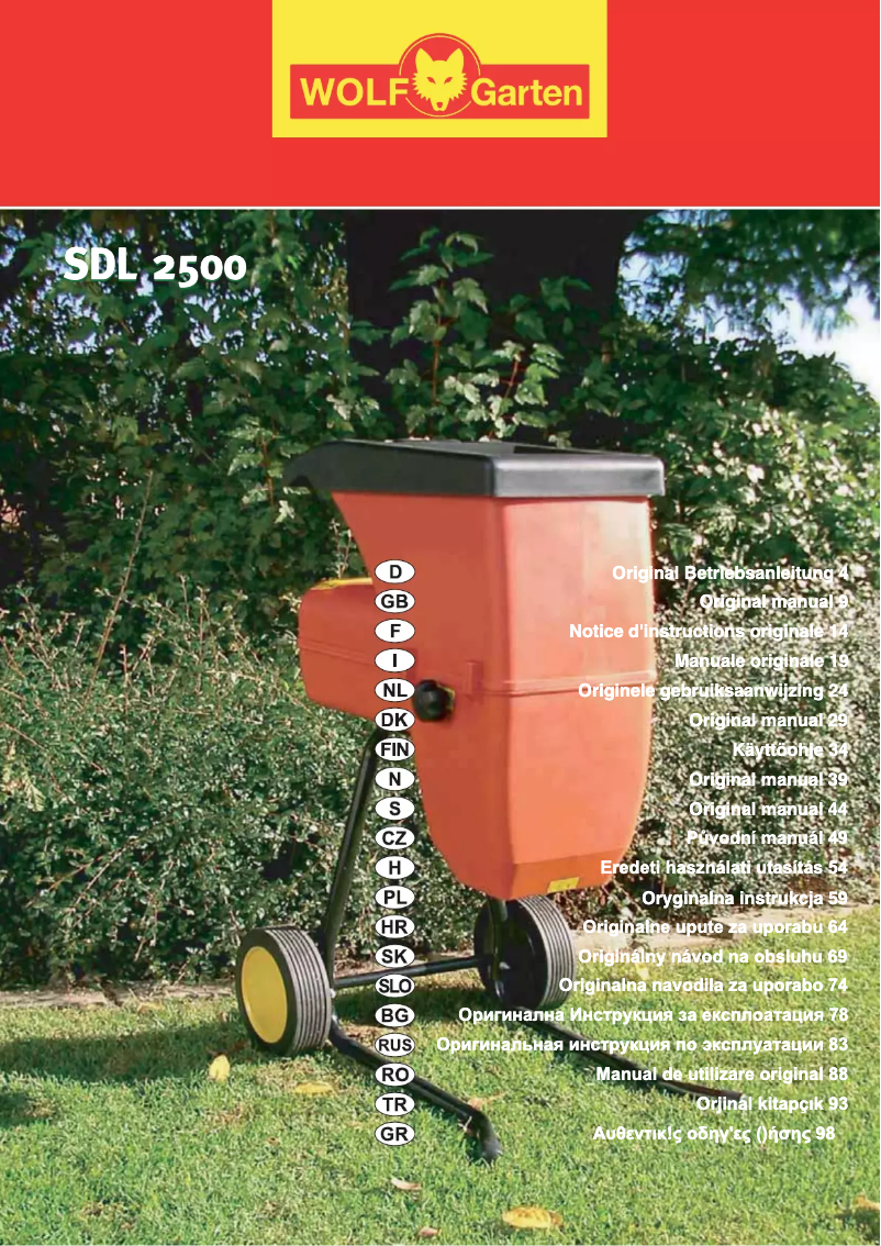 Page n°1 - Manuel utilisateur Wolf Garten SDL 2500