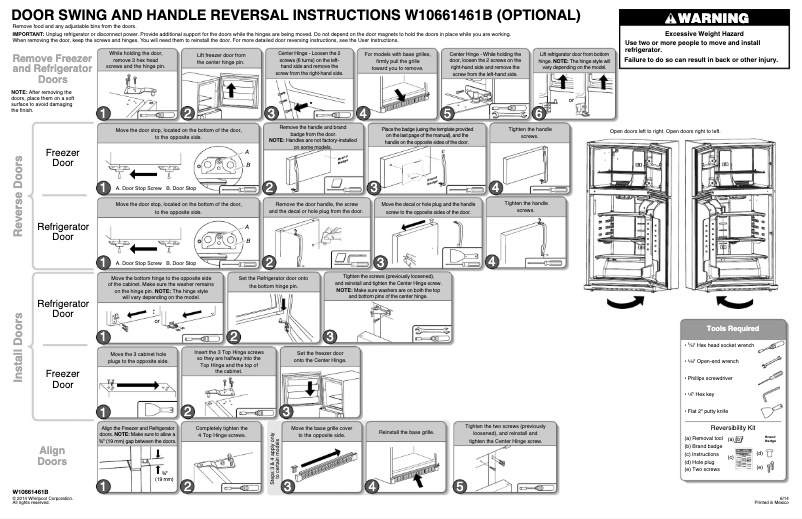 Page 1 de la notice Instructions / montage Whirlpool WRT104TFDB