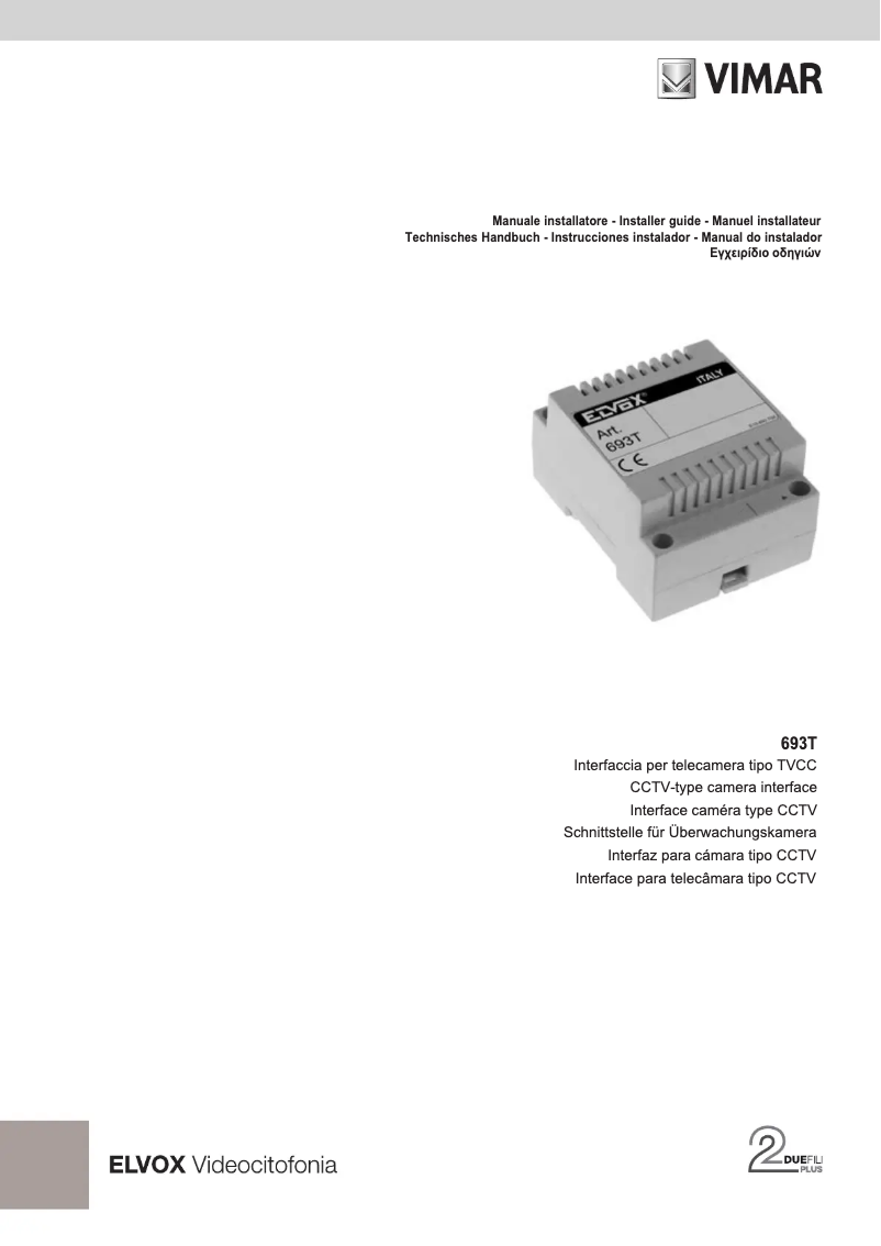 Page n°1 - Manuel utilisateur Vimar ELVOX 693T