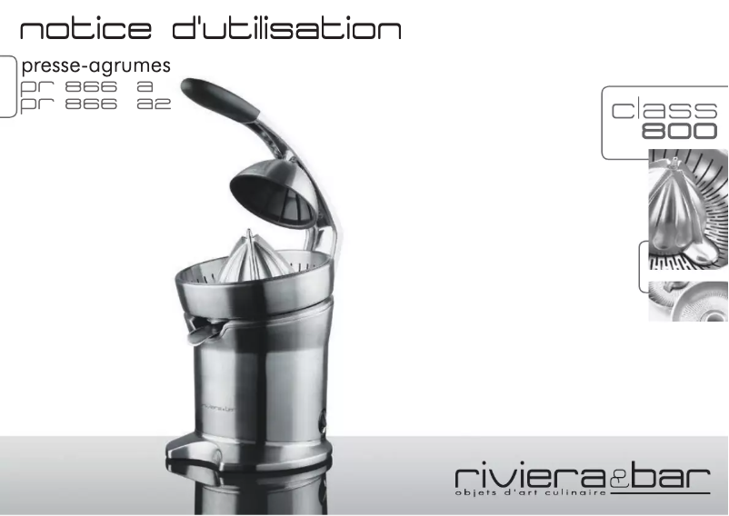 Page n°1 - Manuel utilisateur Riviera & Bar PR866A