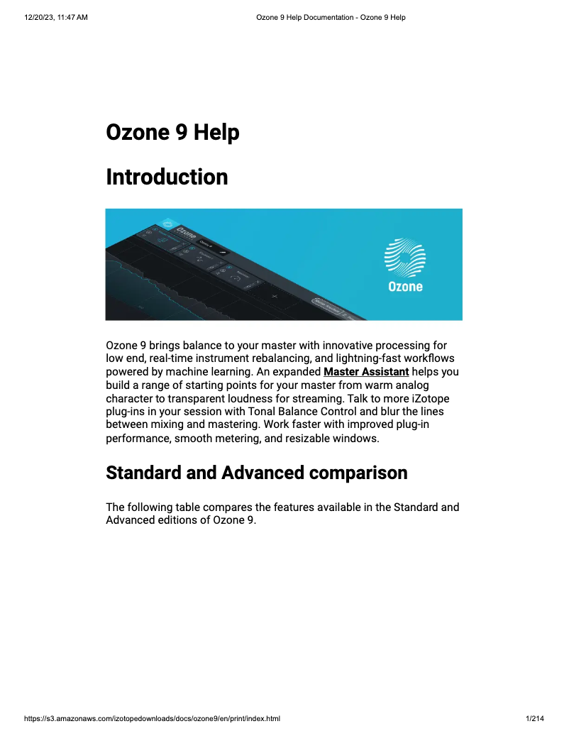 Page n°1 - Manuel utilisateur iZotope Ozone 9 Standard
