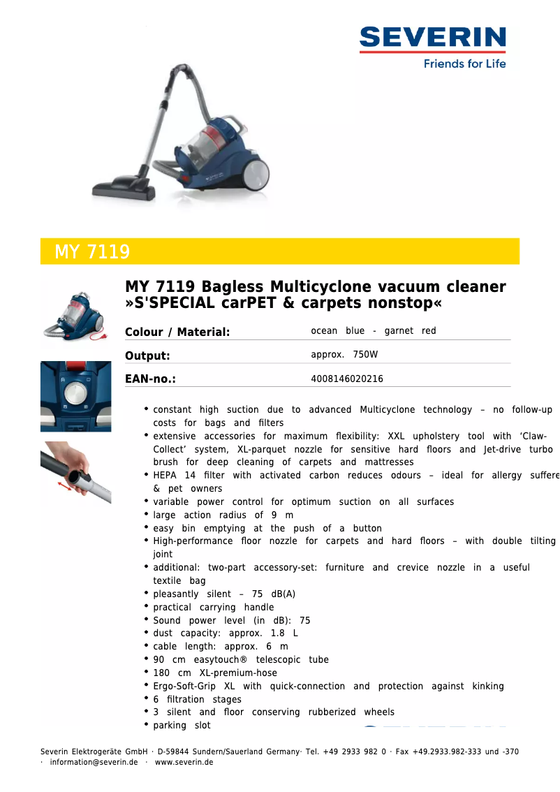 Image de la première page du manuel de l'appareil MY 7119