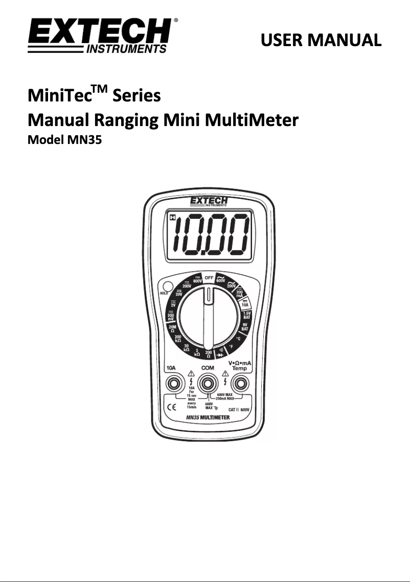 Page n°1 - Manuel utilisateur Extech MN35
