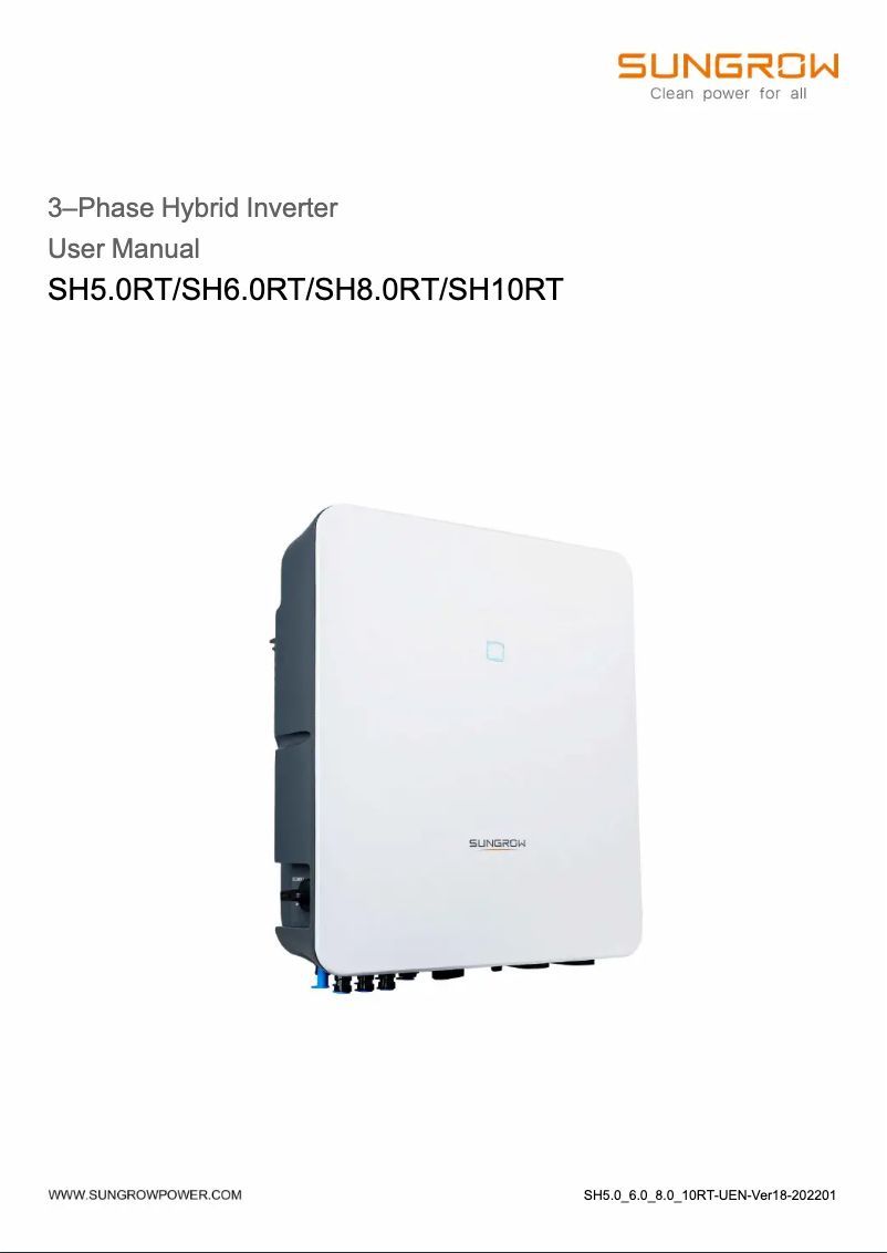 Page 1 de la notice Manuel utilisateur Sungrow SG8.0RT