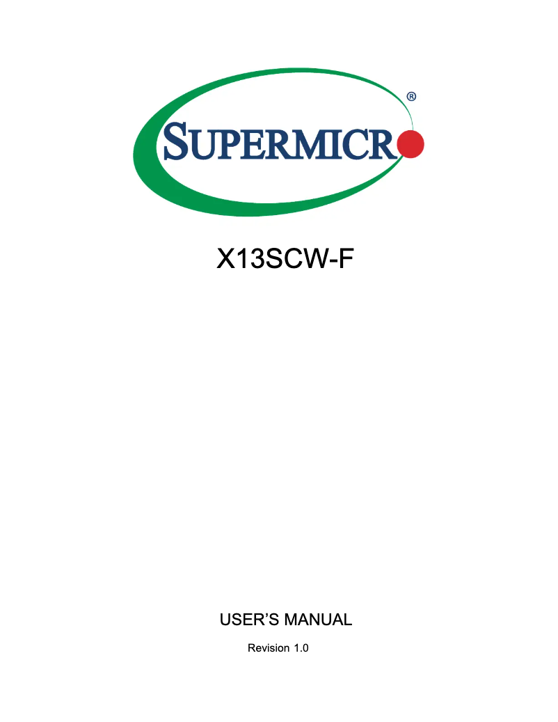 Page 1 de la notice Manuel utilisateur Supermicro X13SCW-F