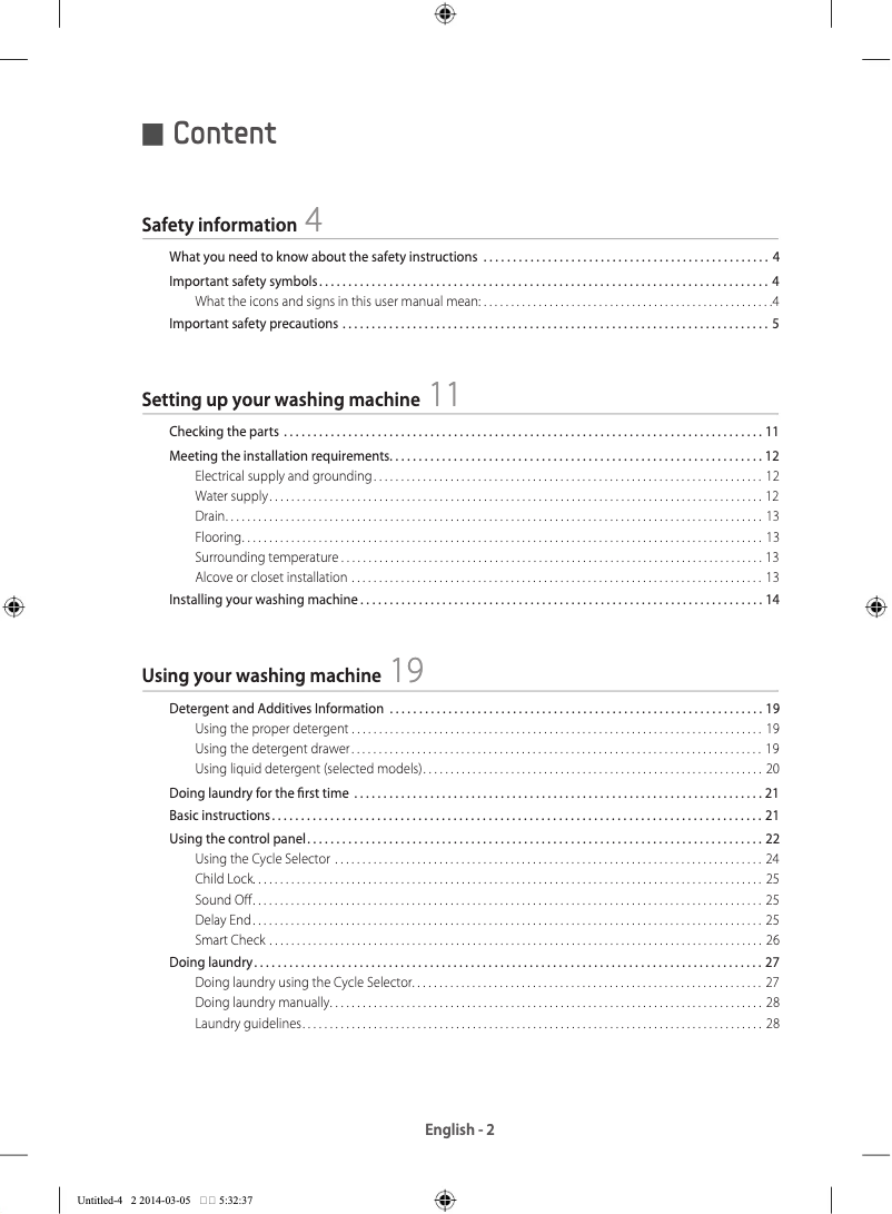 Página 1 del manual Guía de inicio rápido Samsung WF90F5E0W2W