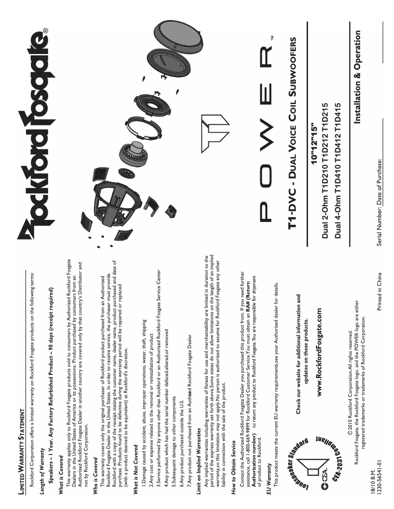 Image de la première page du manuel de l'appareil Power T1D412
