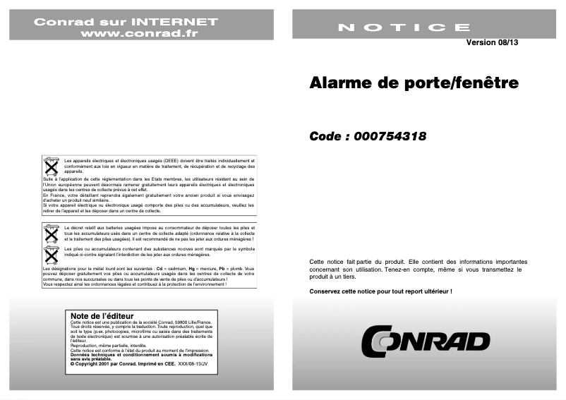 Image de la première page du manuel de l'appareil TFA 100