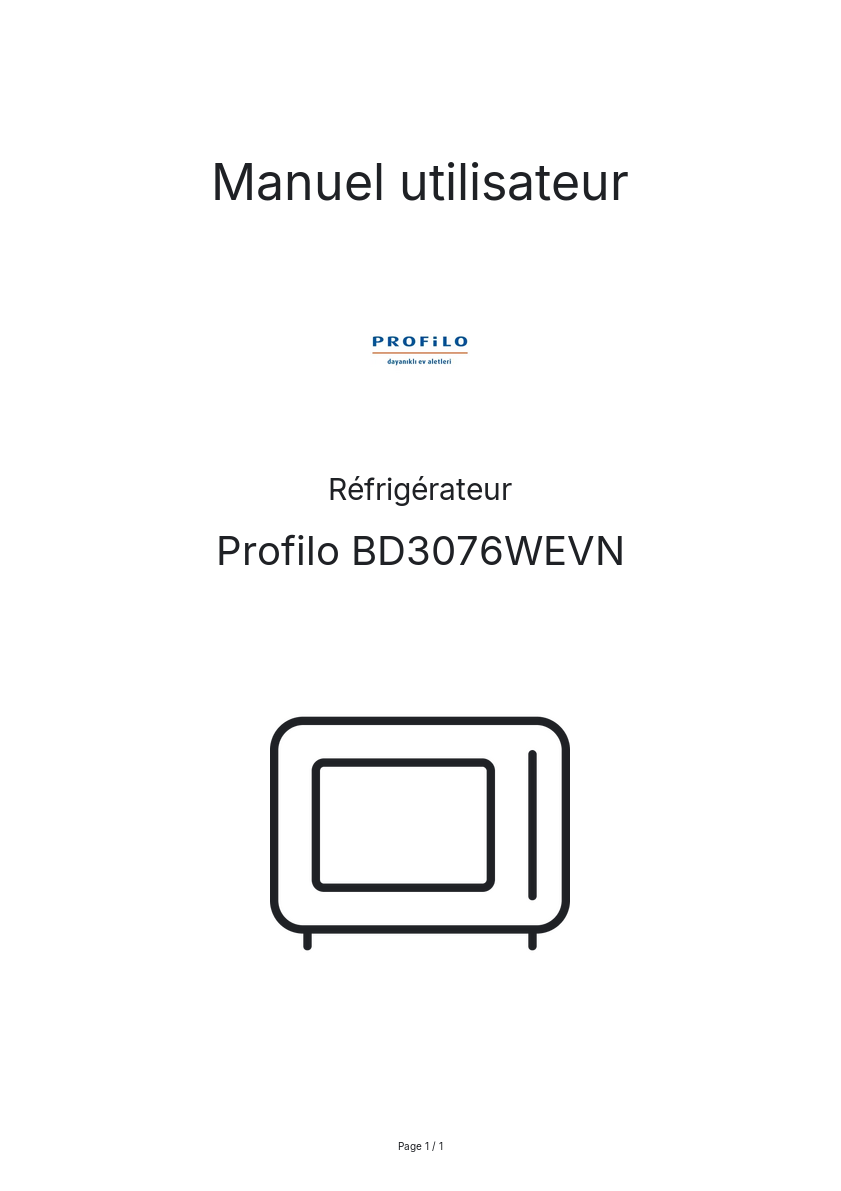 Page n°1 - Manuel utilisateur Profilo BD3076WEVN