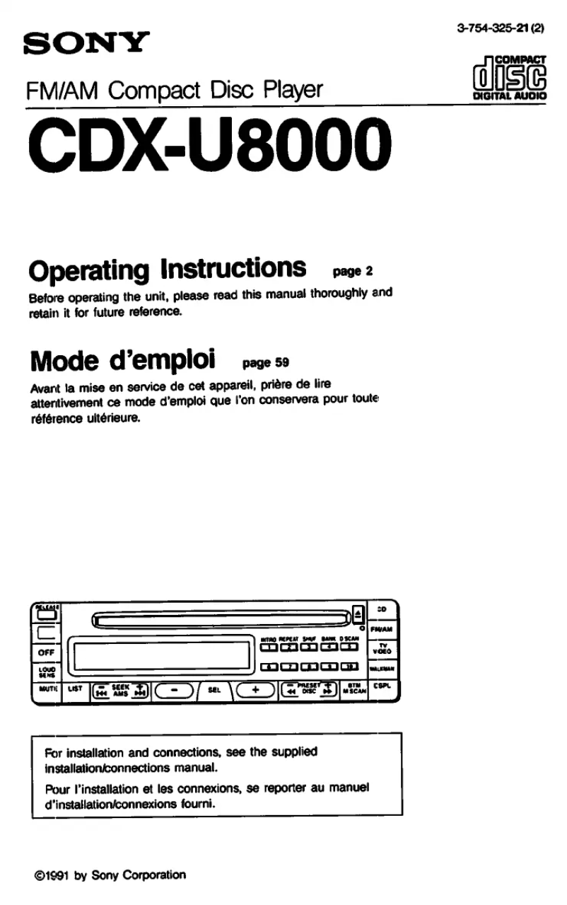Imagen de la primera página del manual del dispositivo CDX-U8000