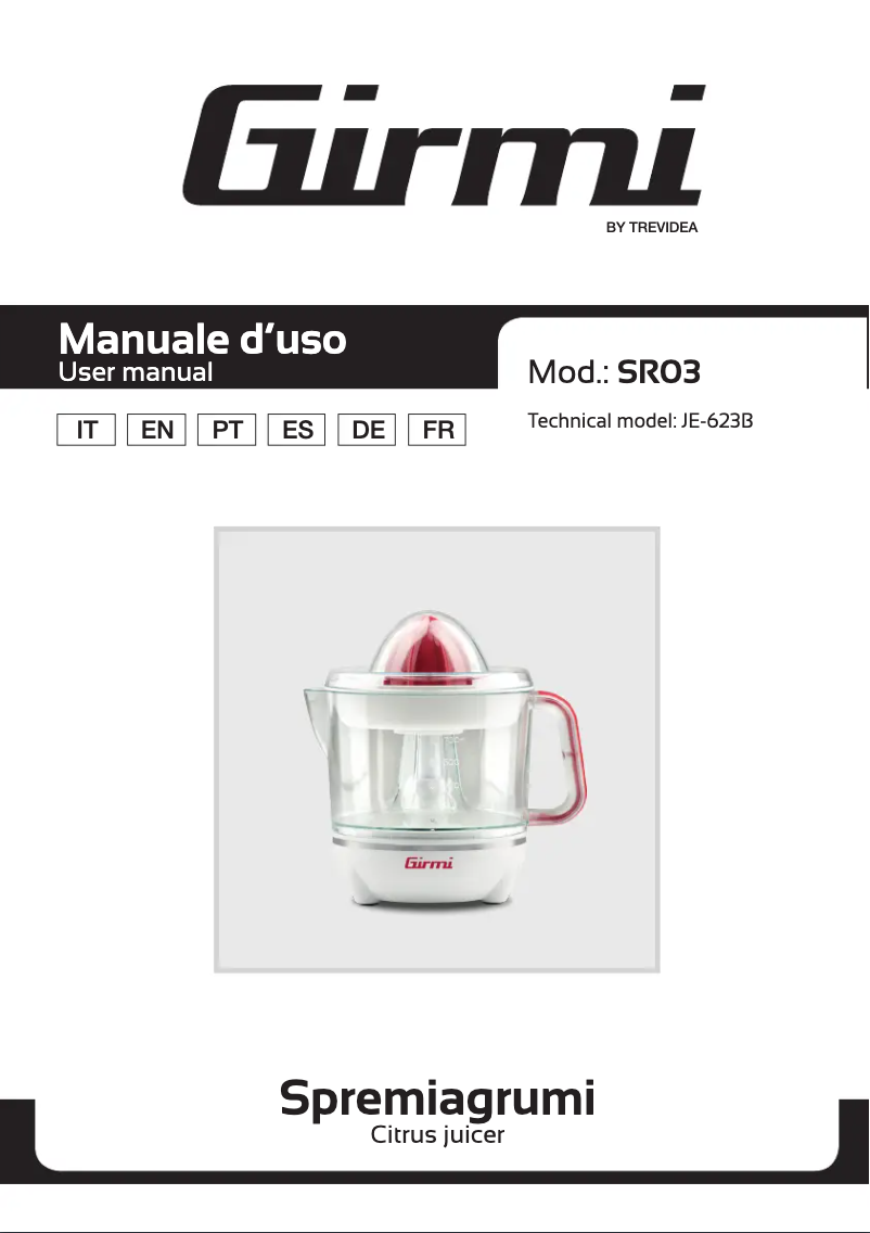 Page 1 de la notice Manuel utilisateur Girmi SR03