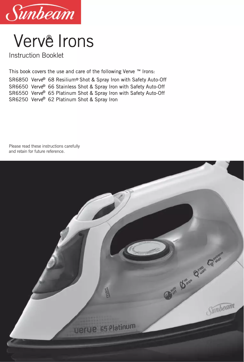 Image de la première page du manuel de l'appareil Verve SR6575
