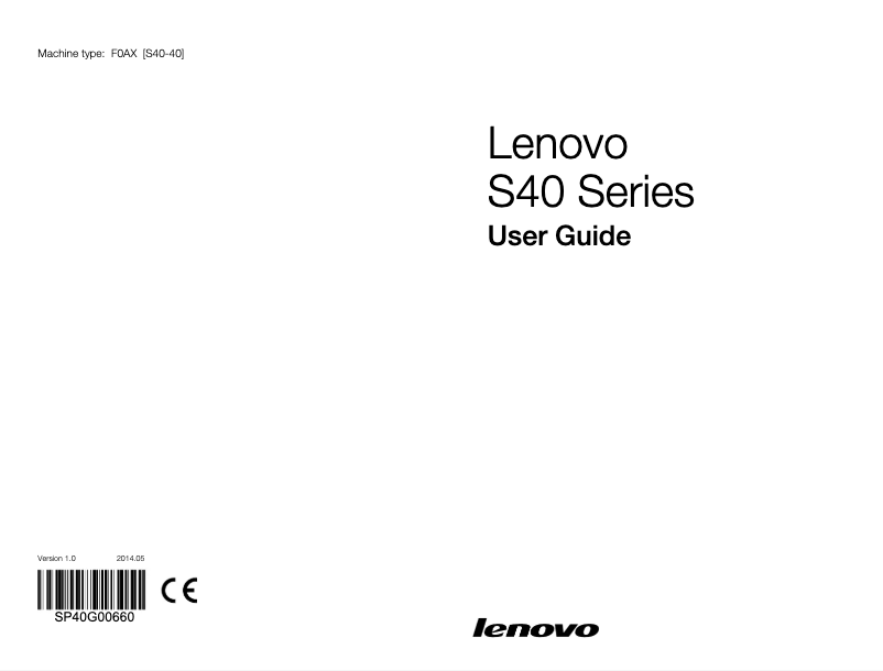 Page 1 de la notice Manuel utilisateur Lenovo S40