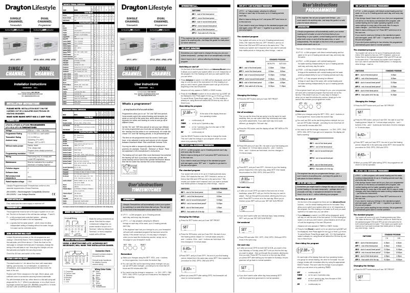 Page 1 de la notice Manuel utilisateur Drayton Lifestyle LP722