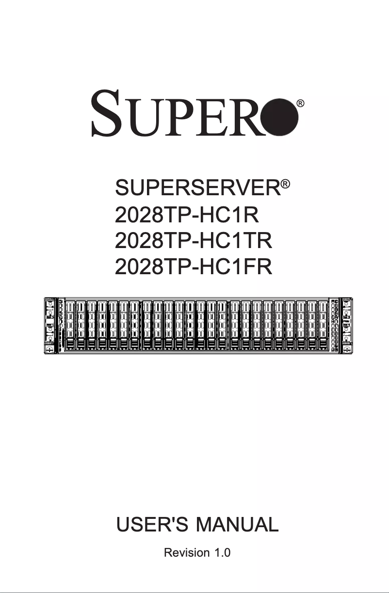 Page 1 de la notice Manuel utilisateur Supermicro SuperServer 2028TP-HC1R