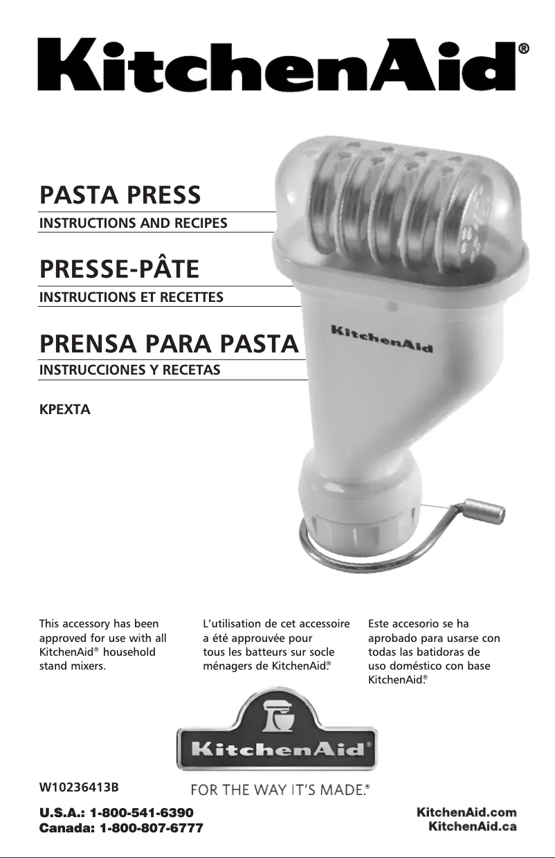 Page n°1 - Manuel utilisateur KitchenAid Gourmet Pasta Press
