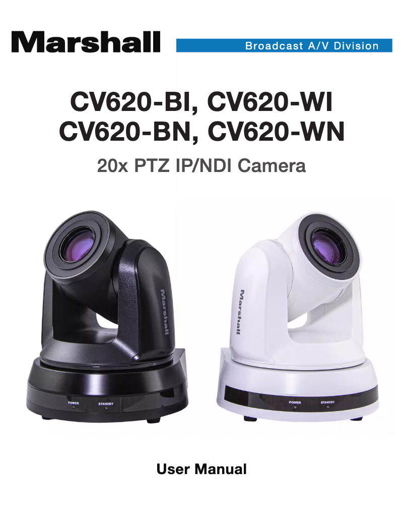 Page 1 de la notice Manuel utilisateur Marshall Electronics CV620-WI