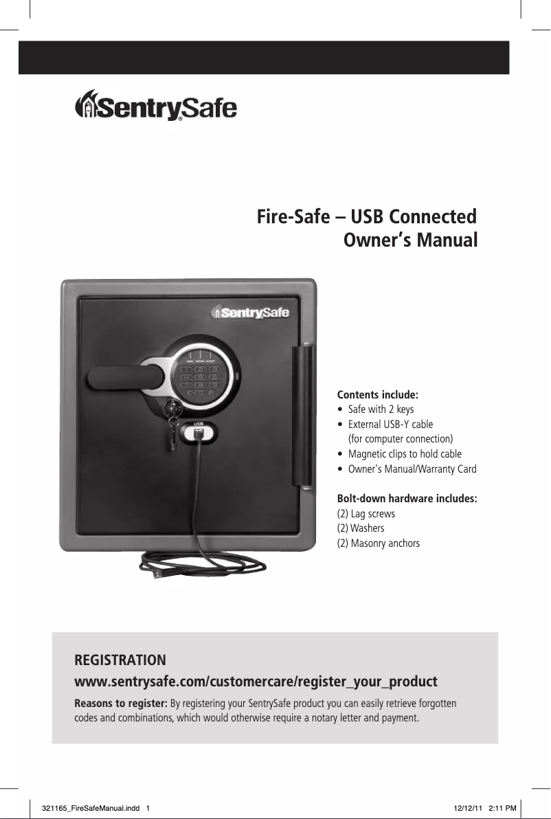 Page n°1 - Manuel utilisateur Sentry Electronic Fire-Safe SFW123GDF