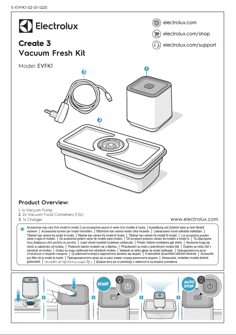 Page 1 de la notice Manuel utilisateur Electrolux EVFK1