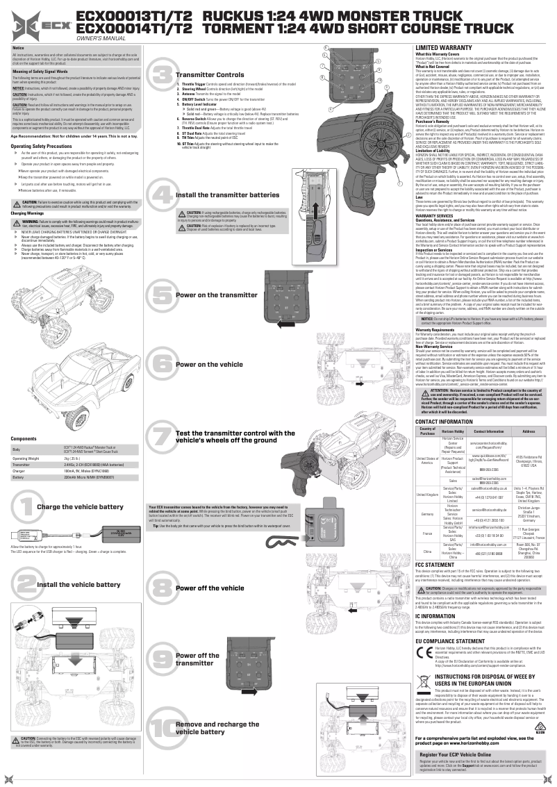 Page 1 de la notice Manuel utilisateur ECX Ruckus ECX00013T1