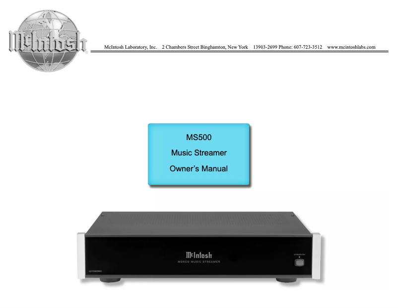 Page 1 de la notice Manuel utilisateur McIntosh MS500