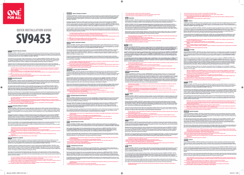 Page n°1 - Manuel utilisateur One for all SV 9453