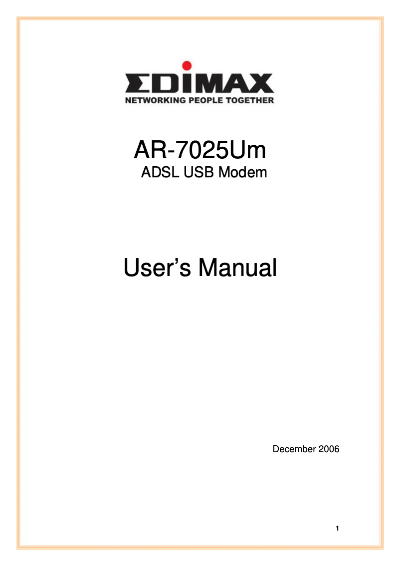 Image de la première page du manuel de l'appareil AR-7025UmA