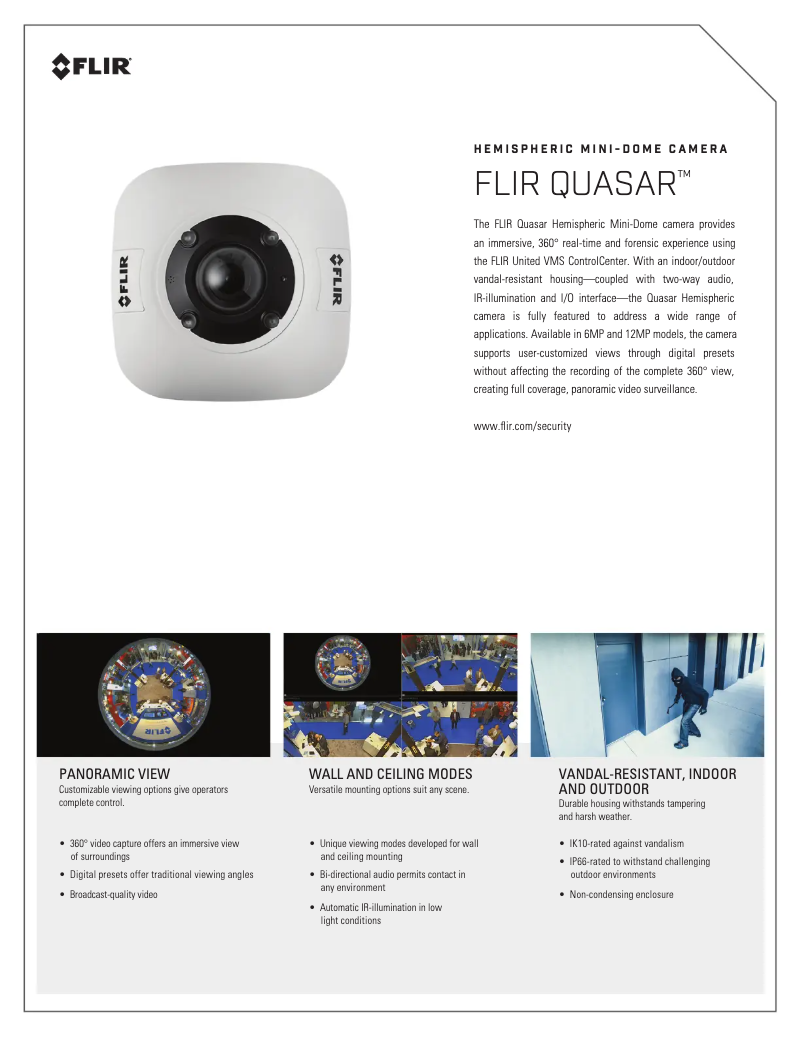 Page 1 de la notice Fiche technique FLIR Quasar CM-6212