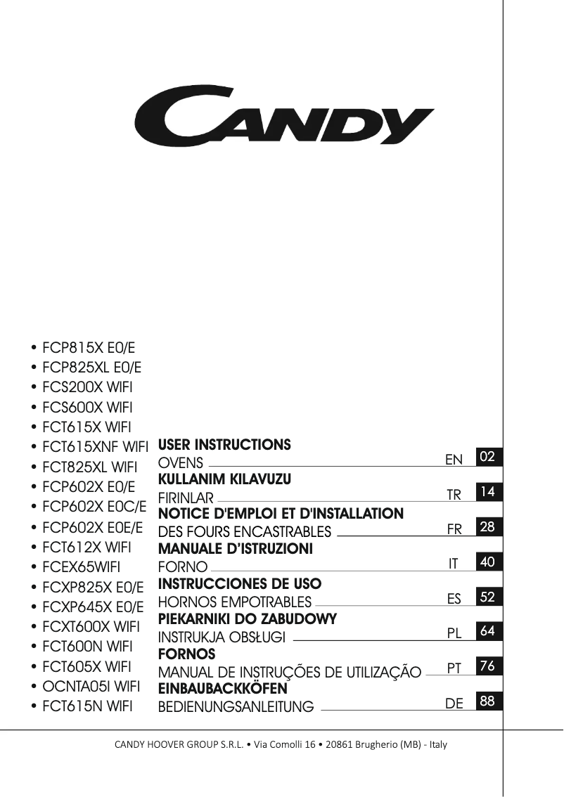 Page 1 de la notice Manuel utilisateur Candy FCT605X WIFI