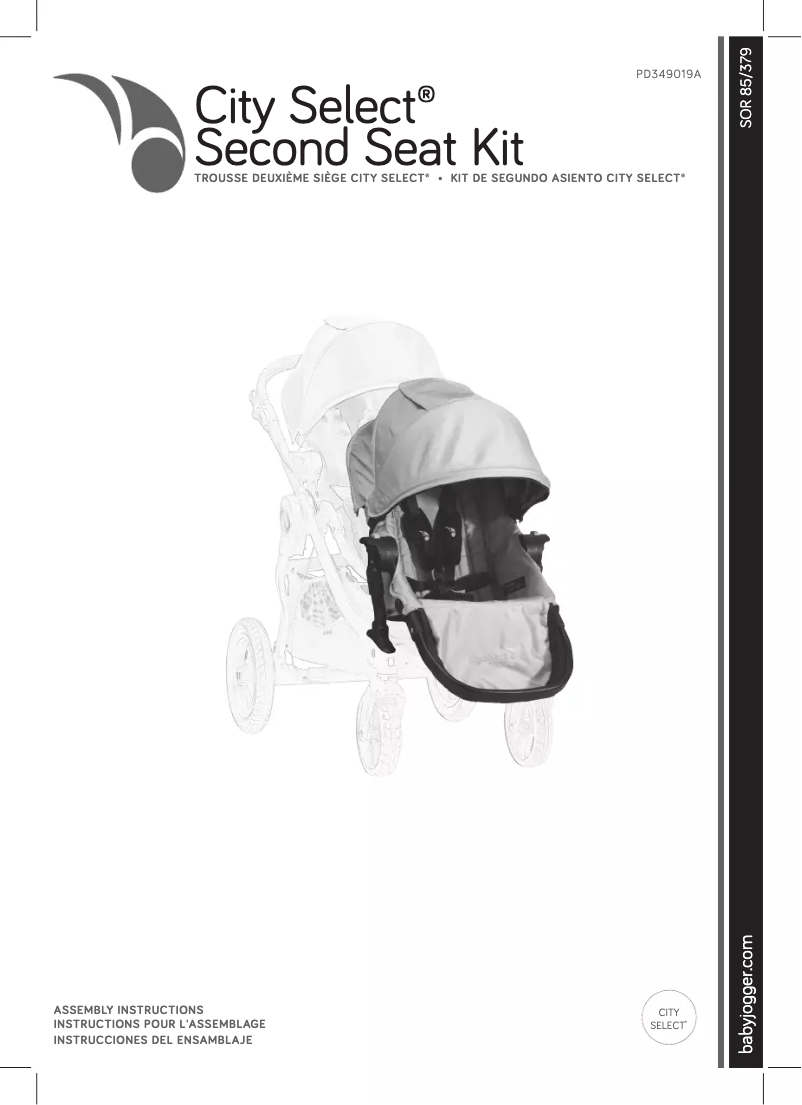 Page 1 de la notice Manuel utilisateur Baby Jogger City Select Second Seat Kit