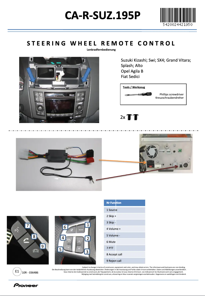 Image de la première page du manuel de l'appareil CA-R-SUZ.195P