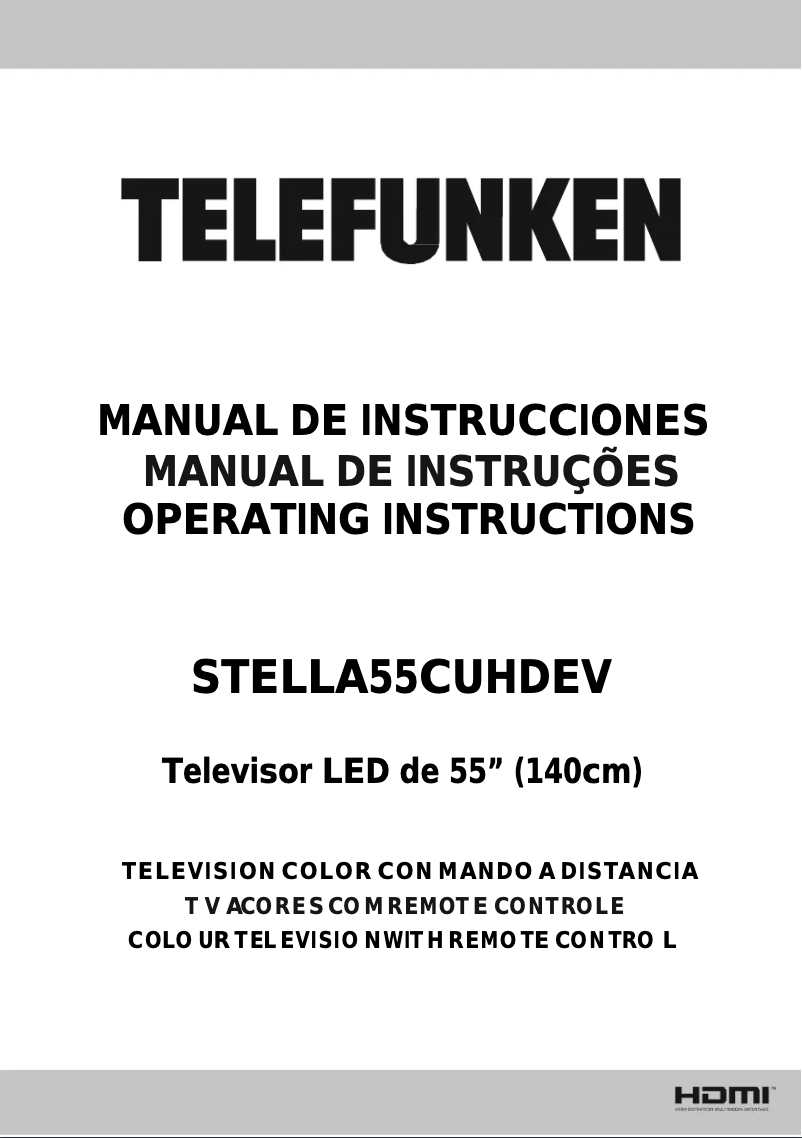 Page n°1 - Manuel utilisateur Telefunken STELLA55CUHDEV