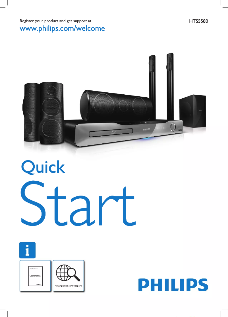 Page 1 de la notice Guide de démarrage rapide Philips HTS5580