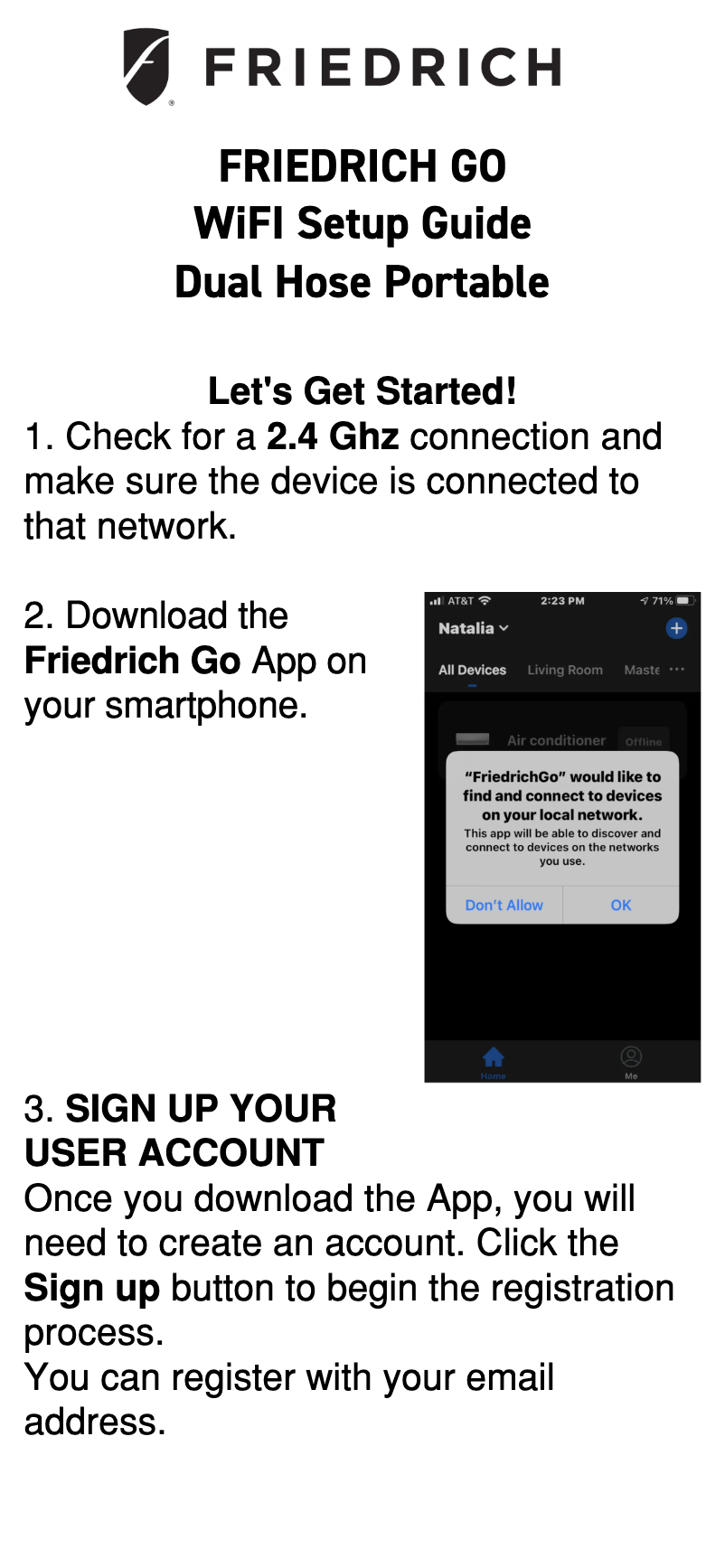 Página 1 del manual Manual de usuario Friedrich ZCP12DB