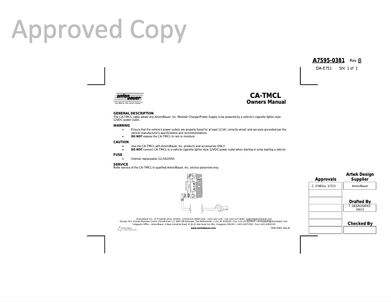 Image de la première page du manuel de l'appareil CA-TMCL