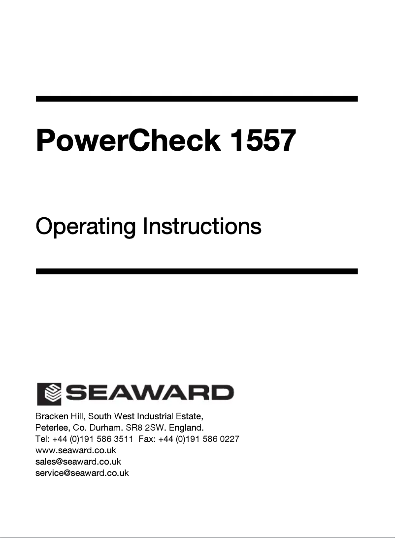Page 1 de la notice Manuel utilisateur Seaward PowerCheck 1557