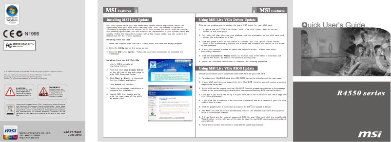 Page 1 de la notice Manuel utilisateur MSI Radeon HD 4550