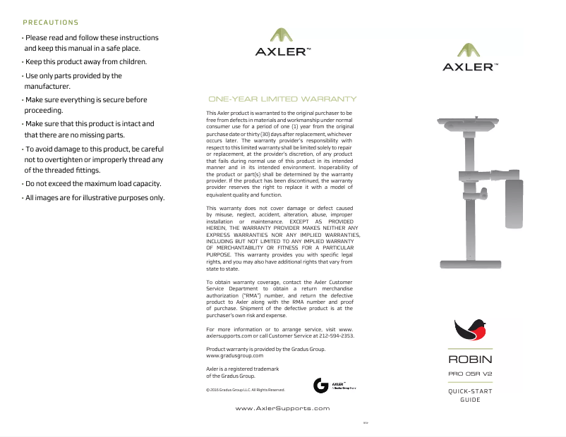 Page 1 de la notice Manuel utilisateur Axler Robin 05R V2