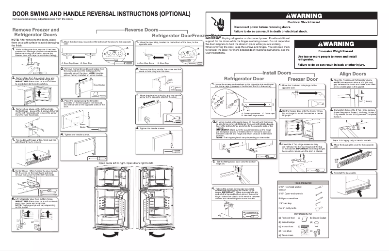 Page n°1 - Instructions / montage Amana ART308FFDW