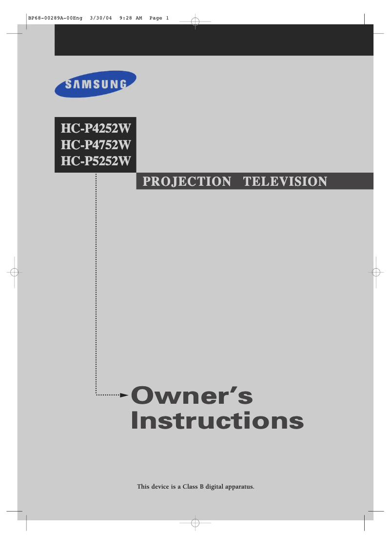 Página 1 del manual Manual de usuario Samsung HC-P5252W