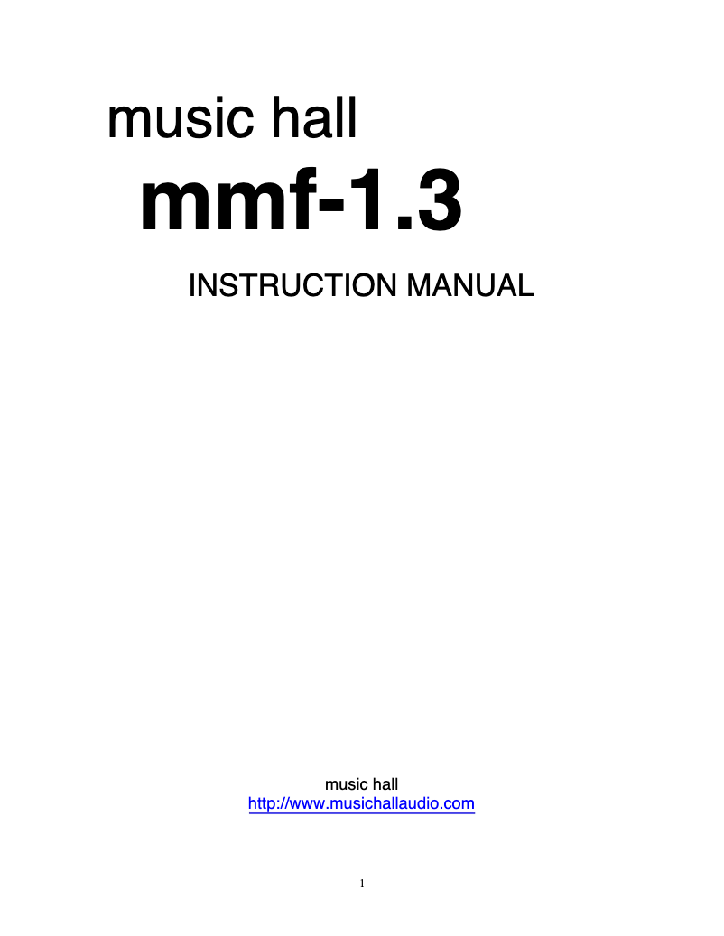 Page n°1 - Manuel utilisateur Music Hall MMF-1.3