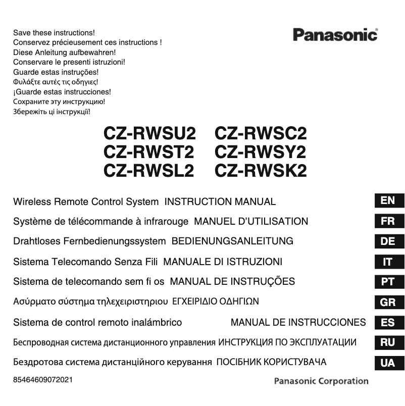Page 1 de la notice Manuel utilisateur Panasonic CZ-RWSU2