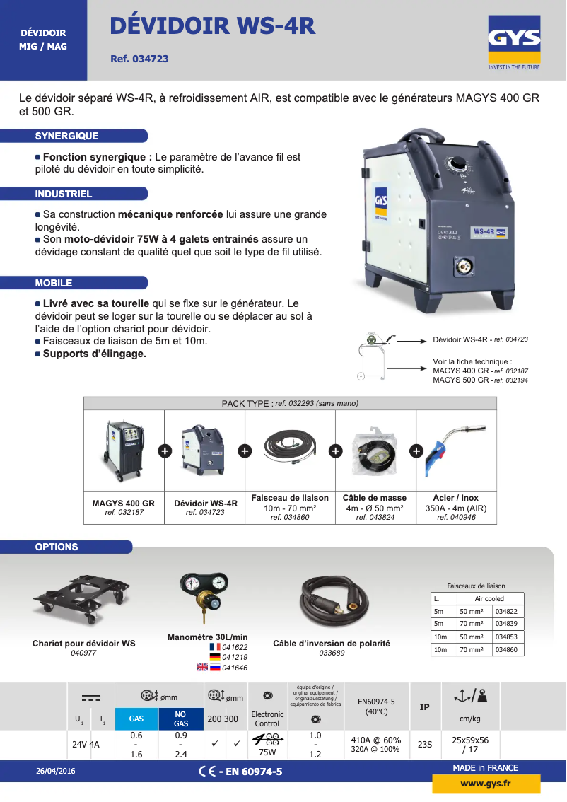 Page n°1 - Fiche technique GYS WS-4R