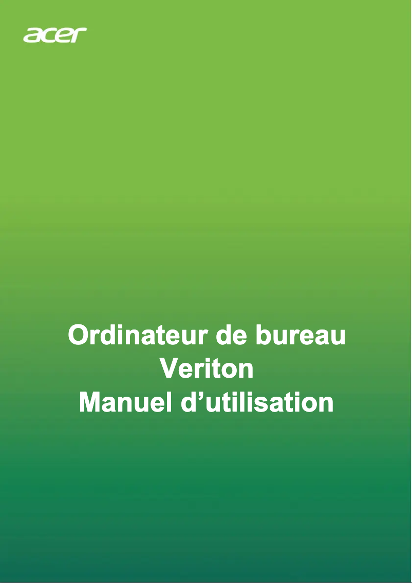 Page 1 de la notice Manuel utilisateur Acer Veriton N4670GT
