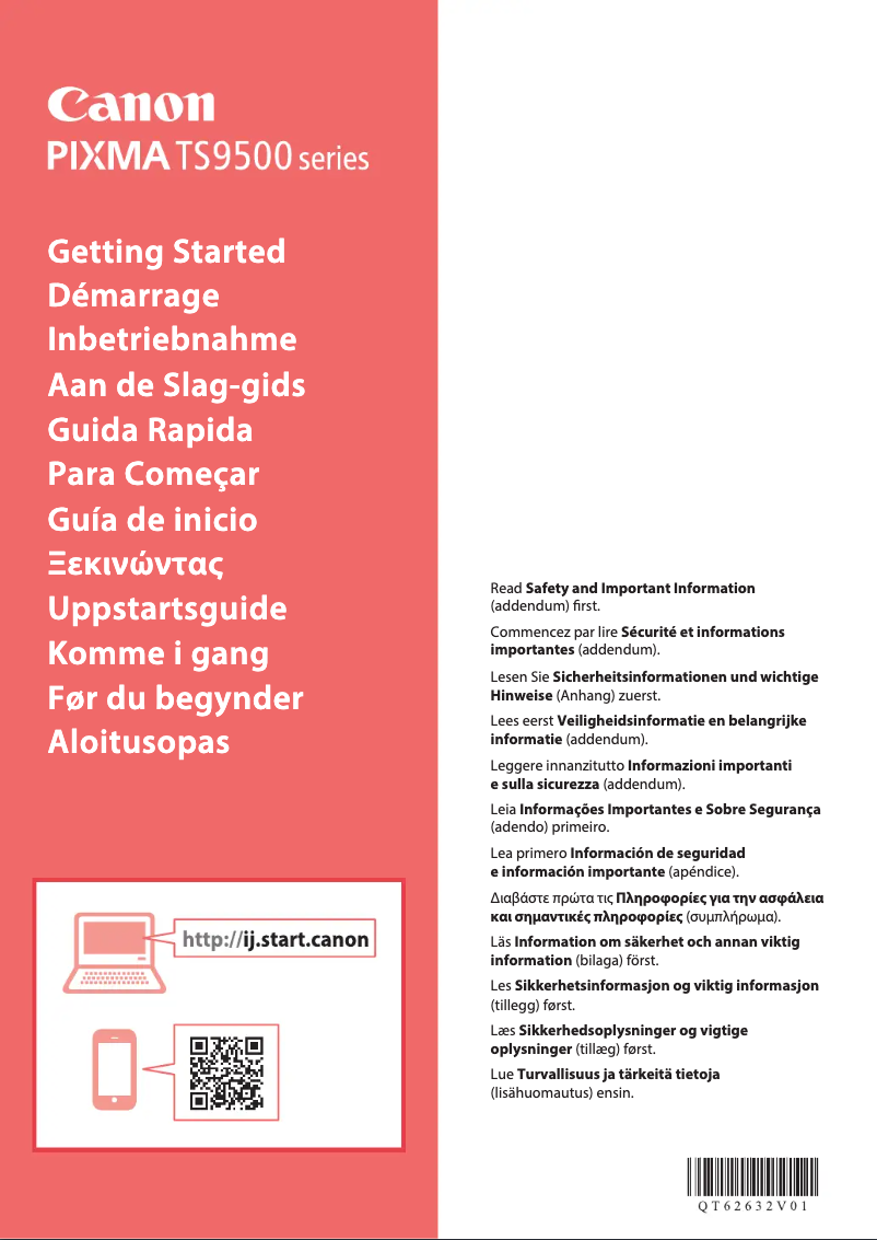 Page 1 de la notice Manuel utilisateur Canon Pixma TS9550