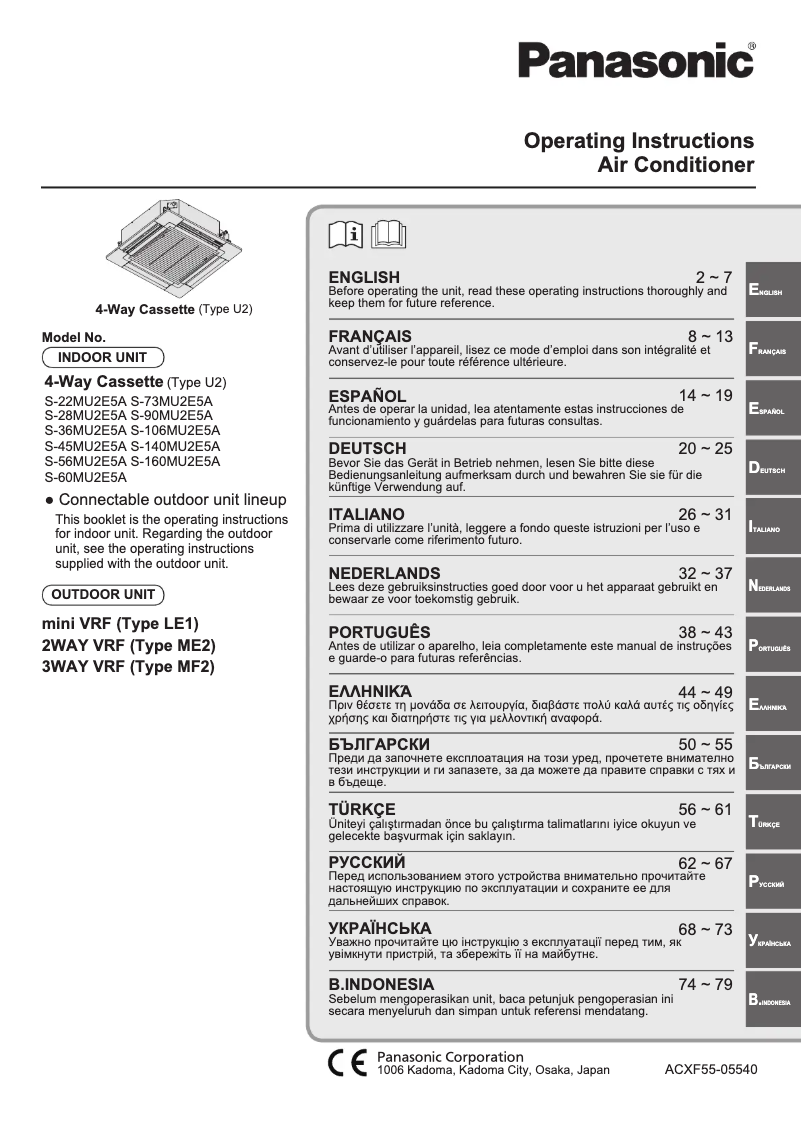 Page 1 de la notice Manuel utilisateur Panasonic S-36MU2E5A