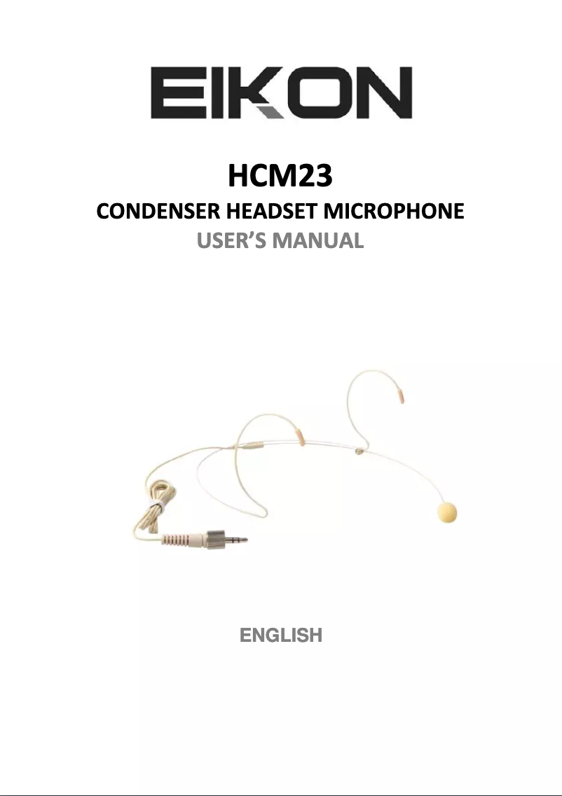 Page 1 de la notice Manuel utilisateur Eikon HCM23