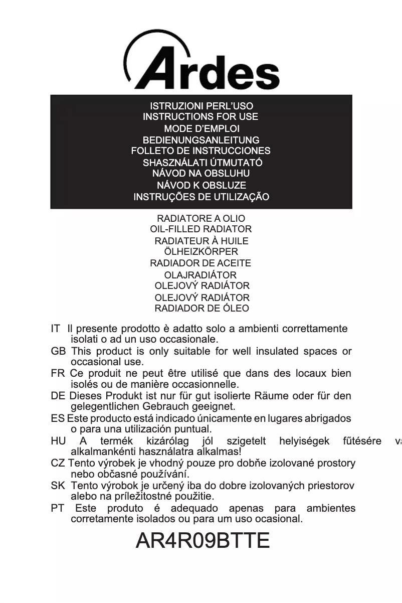 Page n°1 - Manuel utilisateur Ardes AR4R09BTTE