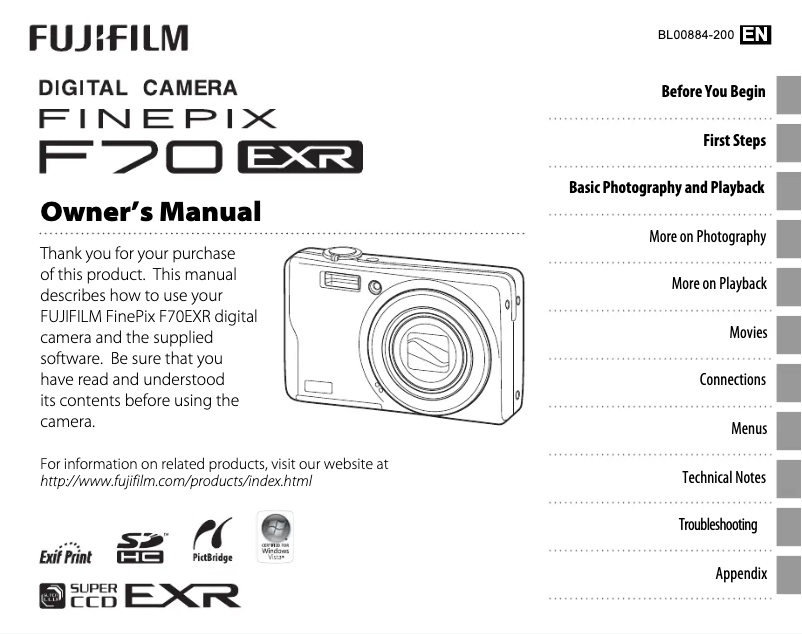 Page n°1 - Manuel utilisateur Fujifilm FinePix F75EXR