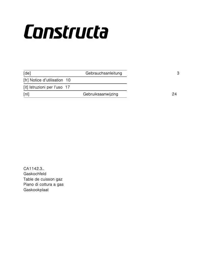 Page 1 de la notice Manuel utilisateur Constructa CA114253